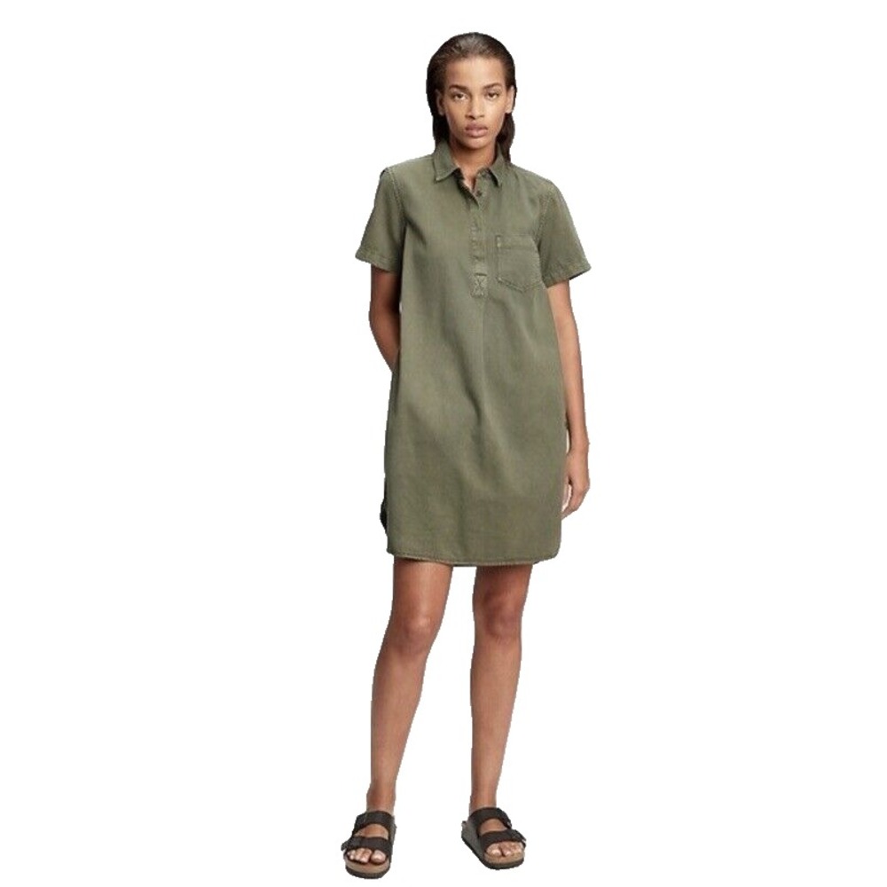 GAP Women's Lightweight Relaxed Fit Tencel Dress XS Khaki Green $59 Retail‎ BxX